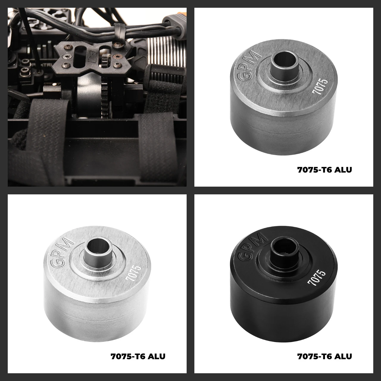 GPM 7075 Alloy Front, Middle, and Rear Diff Case For LOSI 1/8 8IGHT-XE 8IGHT-XTE 1/6 8IGHT-X Lasernut