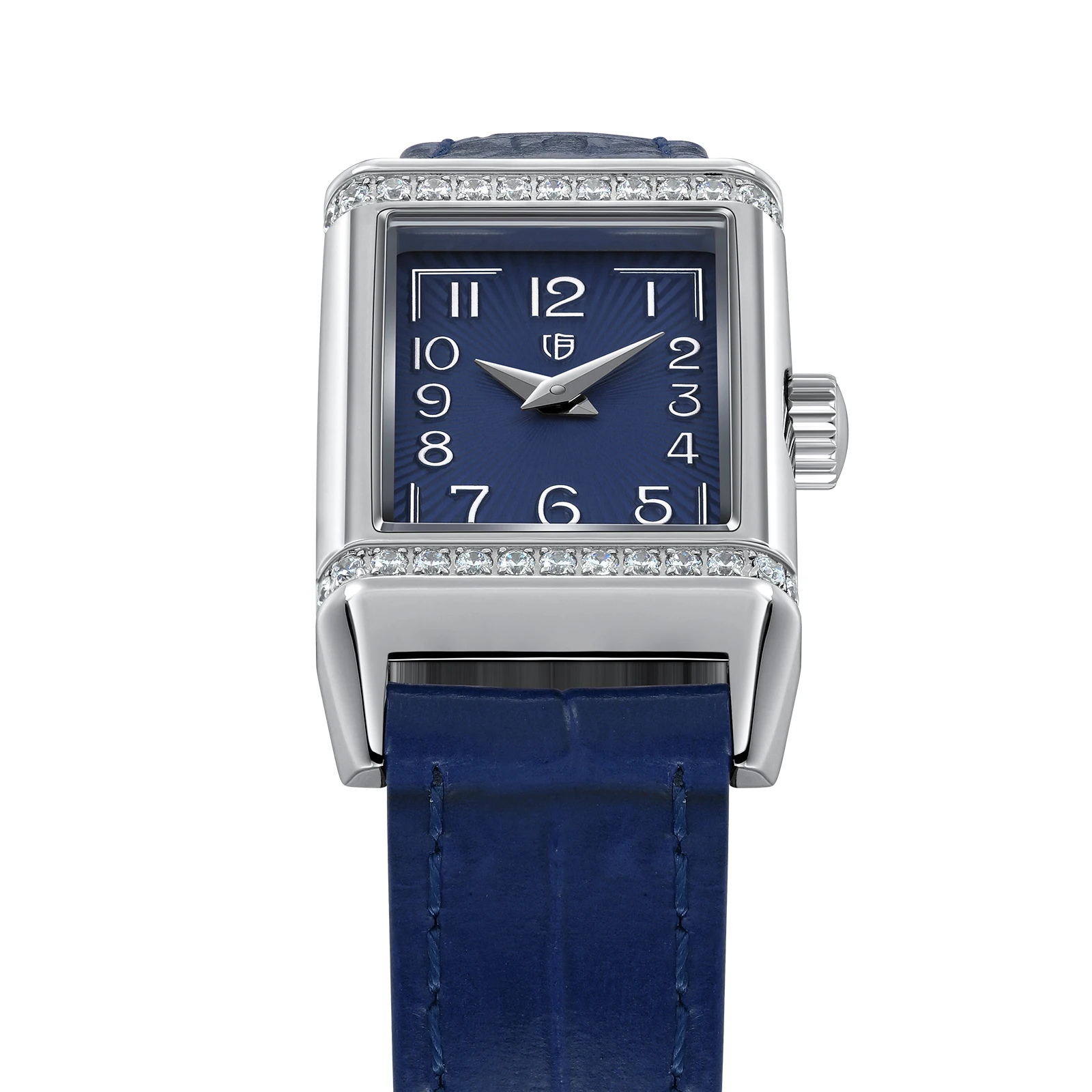 BERNY Square Watch for Women Rectangular Stainless Steel Waterproof Reverso One Quartz Wristwatch Leather Strap Ladies Watch