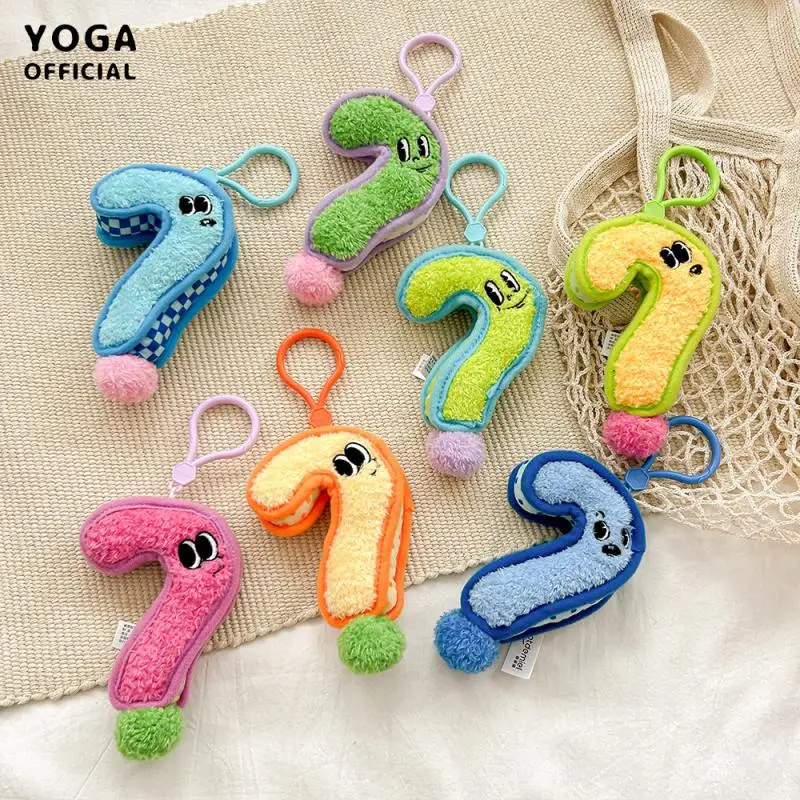 NEW 11CM Kawaii Dopamine Question Mark Keychain Pendant Creative Personality Funny Pendant Plush Toy Bag Pendant Birthday Gift