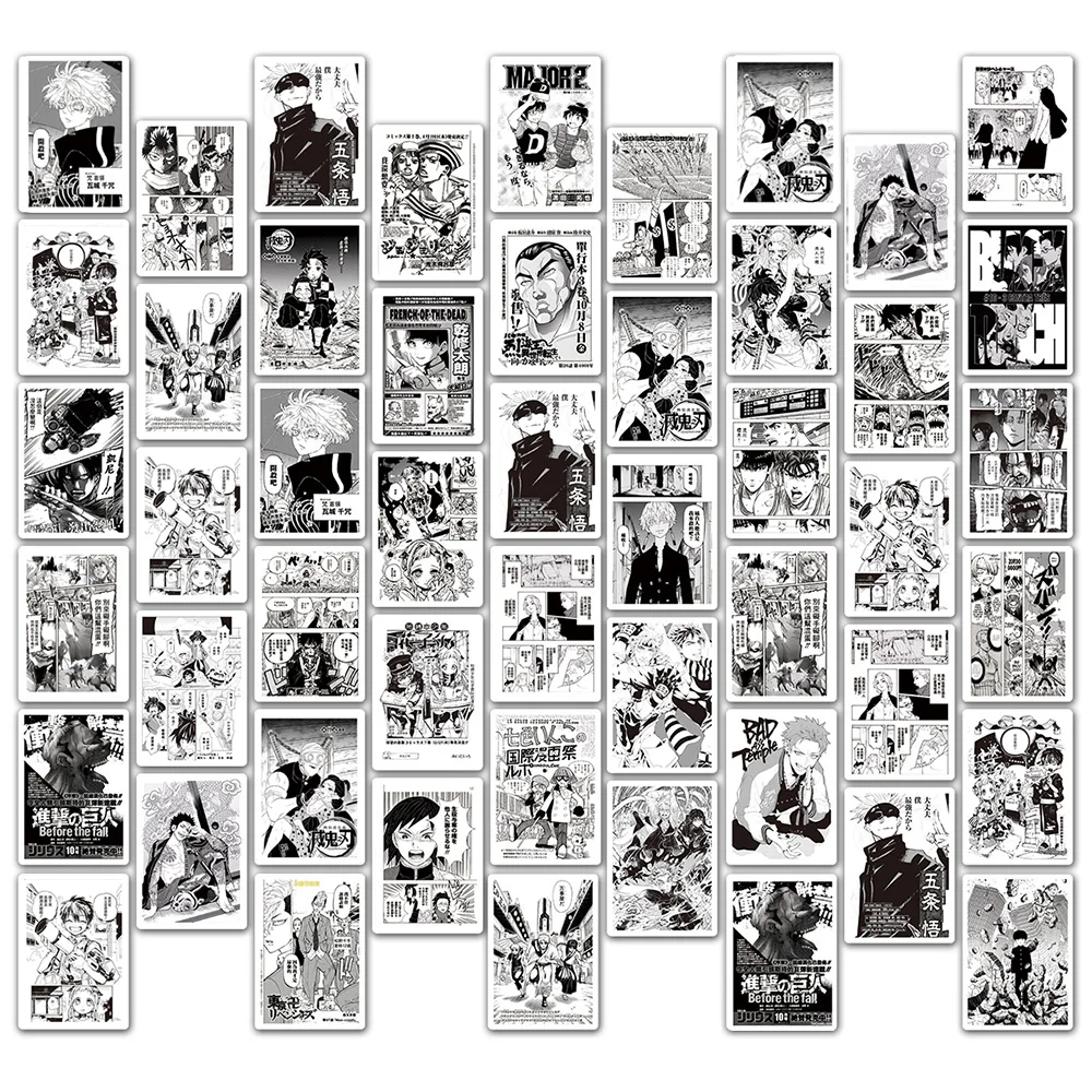 10/30/50/100 قطعة كلاسيكي كول انمي ياباني ملصقات أسود أبيض مانغا ملصق Skateboard بها بنفسك لوح التزلج دفتر الهاتف الشارات لعبة أطفال