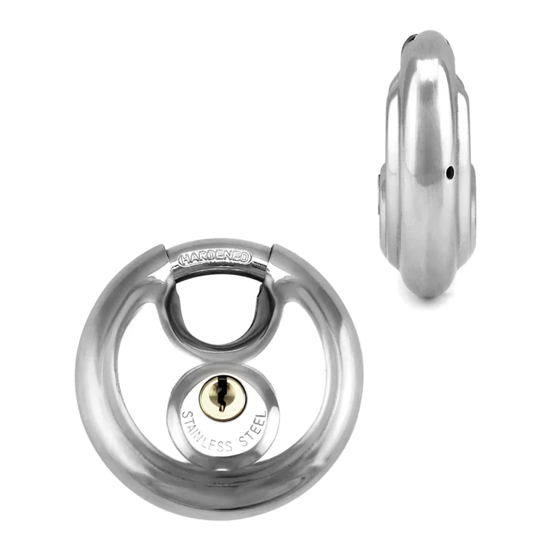 AB46-Disc Lock, 2 Pack Heavy Duty Steel Keyed Padlock Disc Storage Lock For Storage Units, Mobile Trailers, Sheds, Fences