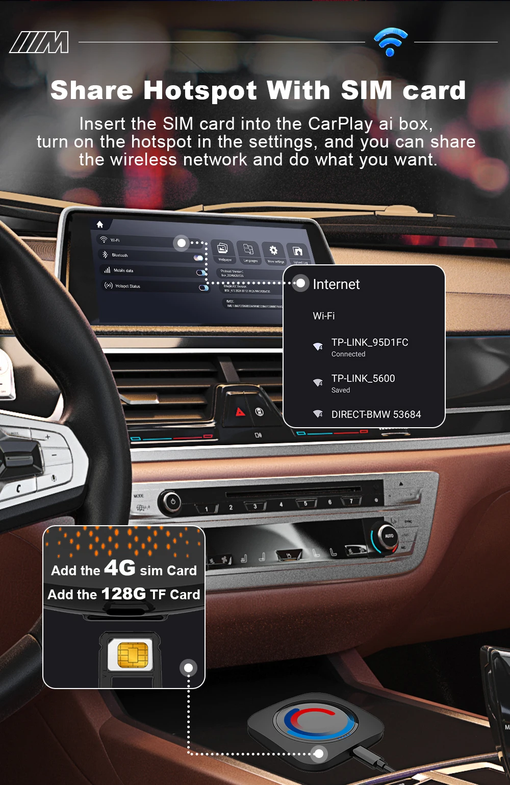 X-YUNS Carplay Adapter Kabellos 2026 AI Box Wireless CarPlay für BMW ID7 ID8 ID9 Android 16 Smart Carplay Adapter Android Auto – Detail 10