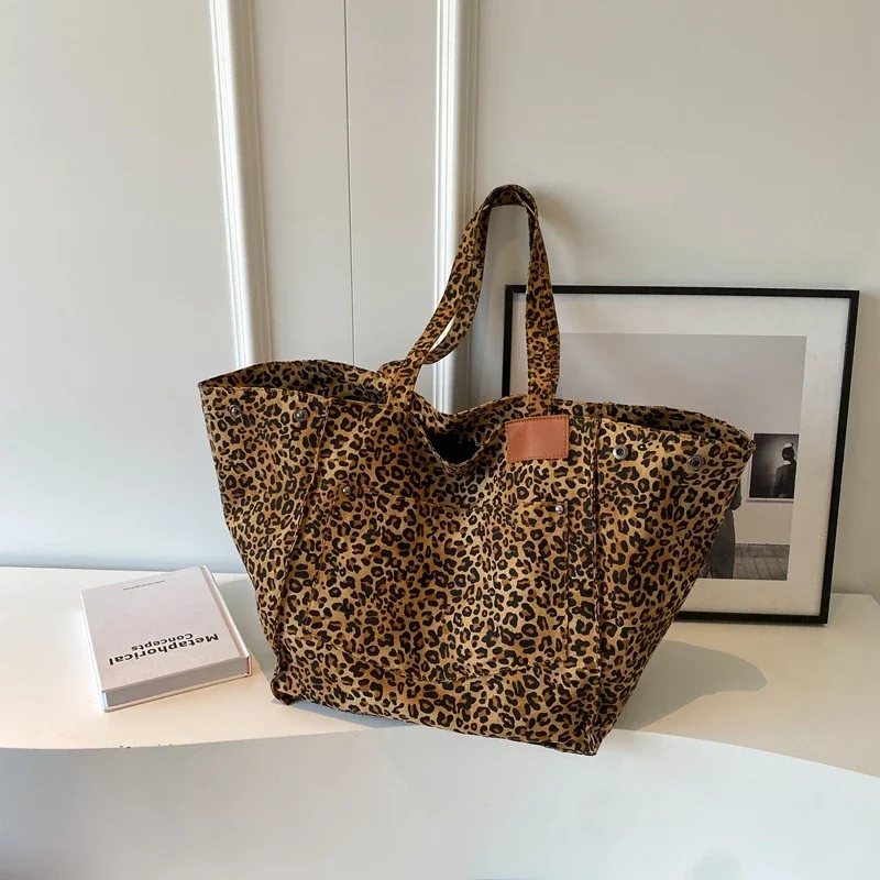 Fabric Leopard Print Large Capacity Sewing Fashion Shoulder Bag Casual Tote 2024 Hot Sale Bags for Women Bolsas Femininas