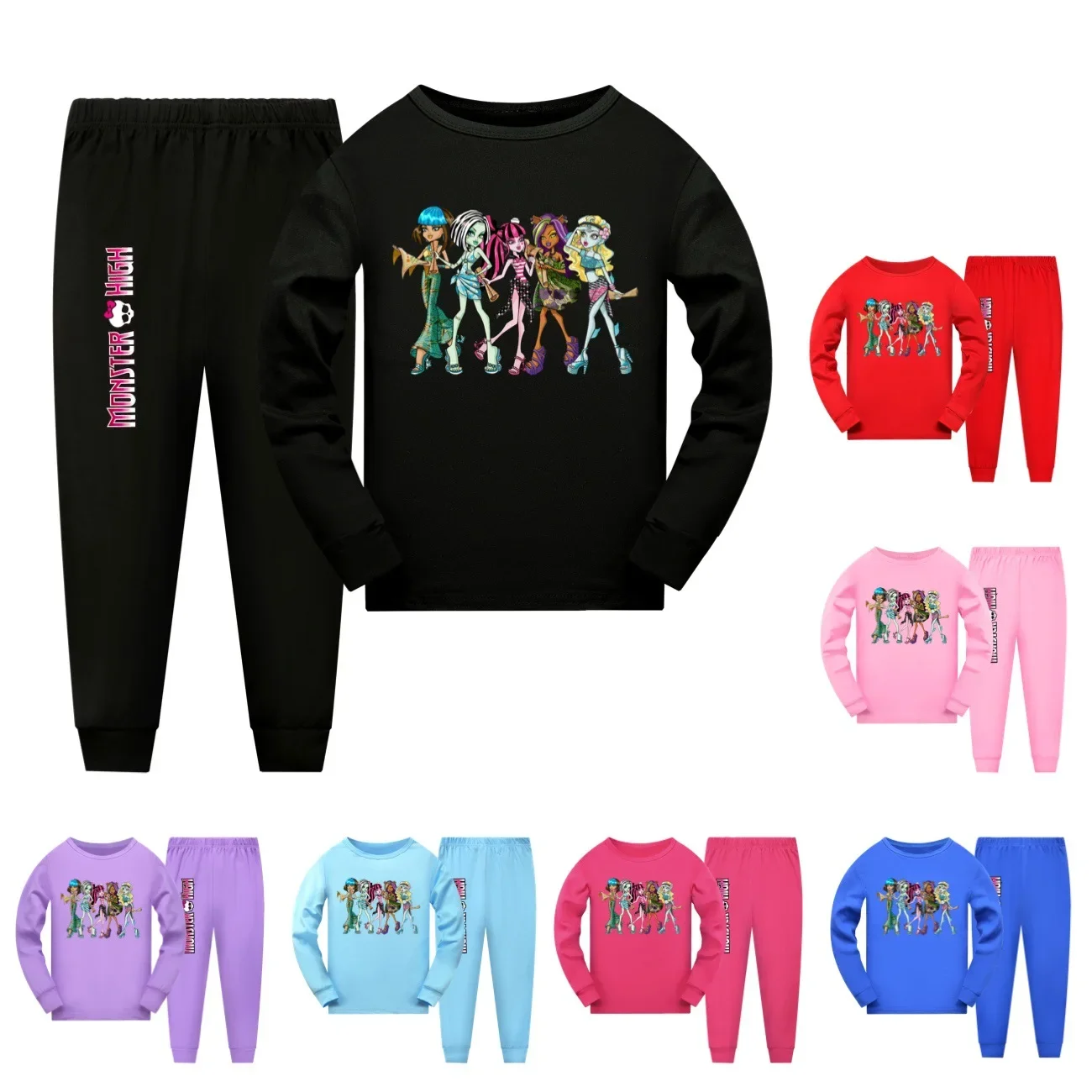 

Monster High Sleepwear for Kids Cotton Pajamas New Cartoon Boy Girl Clothing Sets Tops+Pants Sets Teens Pyjamas Children Pijama