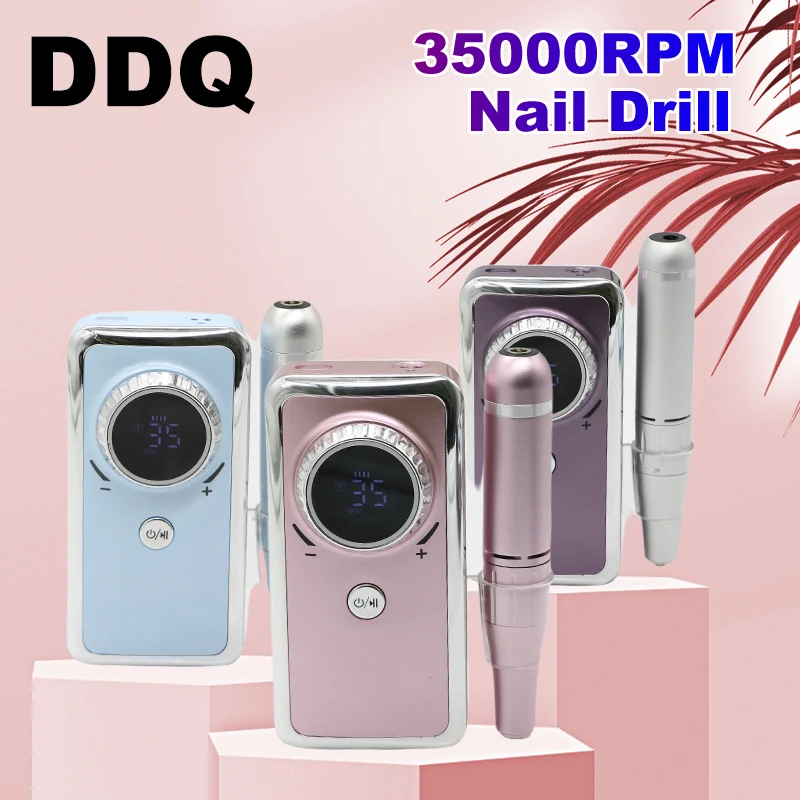 DDQ 35000RPM Nail Drill Machine With HD LCD Display Rechargeable Nail Master For Manicure Portable Nail Drill Milling Machine