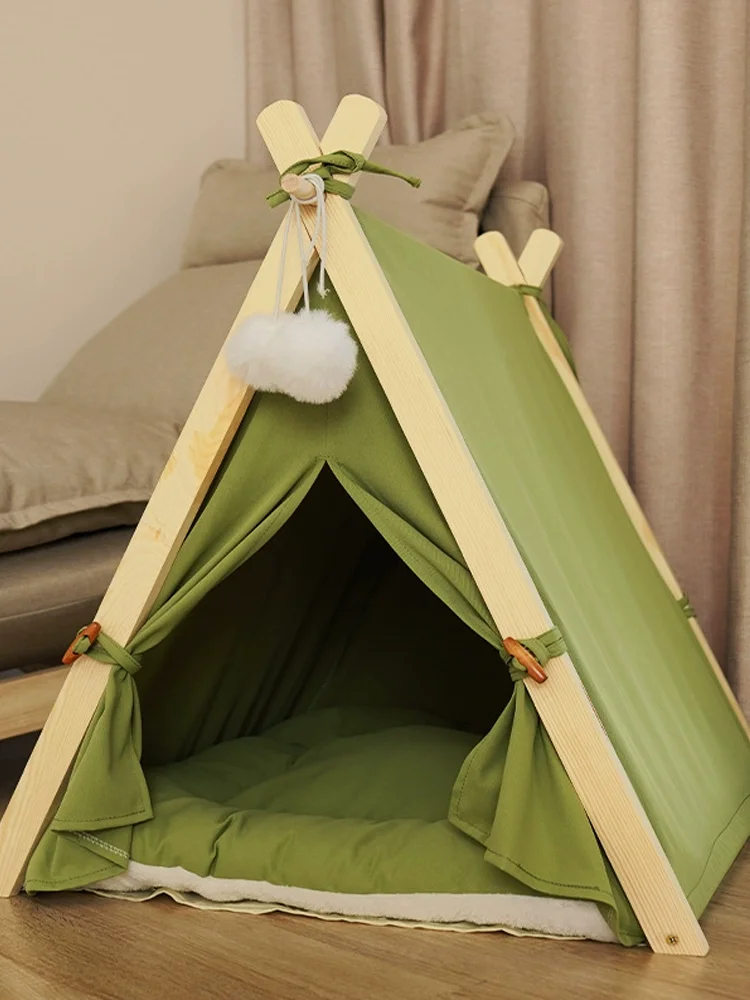 Cat House Dog House Pet Tent All-Season Warm Pet House Solid Wood