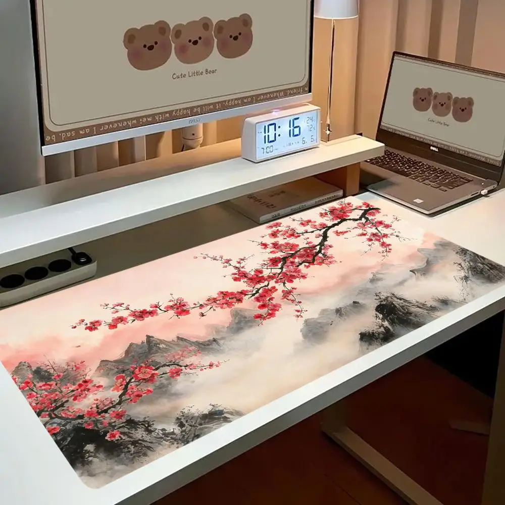 Misty peach Mouse pads large size table mat mousepad create soft oriental office desktop laptop vibe