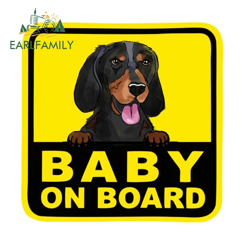 

EARLFAMILY Happy Dogs Baby On Board Car Stickers Personality Warning Funny Stickers Decals Waterproof Vinyl Material Accessories