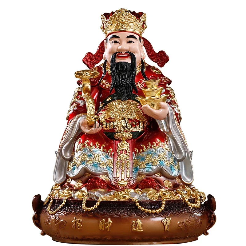 YJ pure copper God of Wealth ornament, home worship God of Wealth statue, store office lucky text God of Wealth Buddha statue