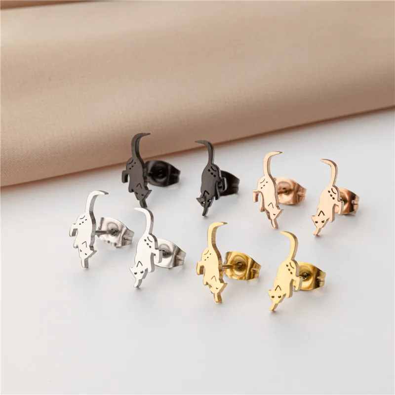 Lovely Dog Cat Earrings Women Multiple Stainless Steel Earings Fashion Jewelry Dachshunds Corgi Kitten Ear Studs Girl Funny Gift