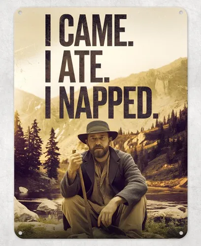 I CAME. I ATE. I NAPPED. METAL POSTER WALL TIN SIGN MAN CAVE SHED HOME PLAQUE --Tin Sign