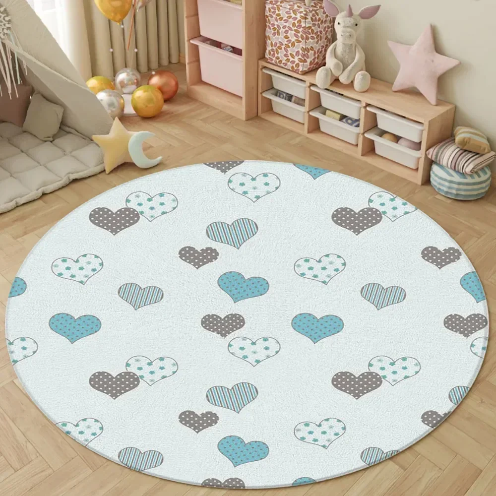 Print Round Carpet – Pretty Rainbow Design Kids Rug for Living Room, Bedroom, Washable Home Mat, Leisure Decor