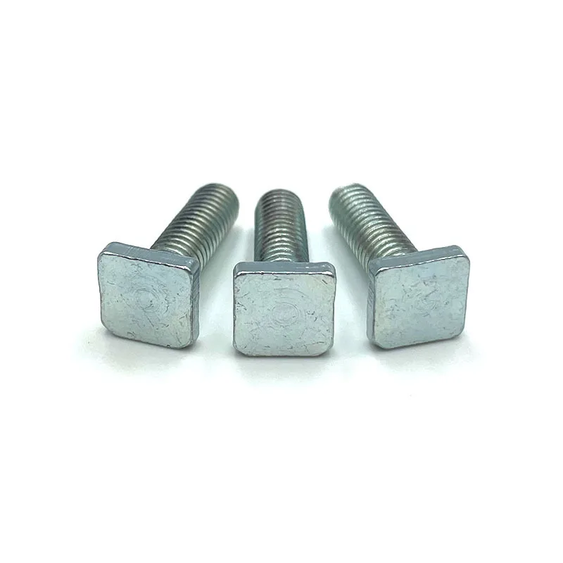 100pcs Square Flat Head Bolts 4.8 Level Galvanized T Shape Screw Stud M4 M5 M6 Chute Rail Track Quadrate Hammer Head T-Slot Bolt