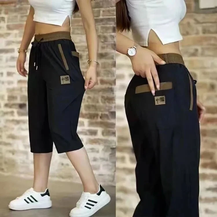 Ice Silk 7/8 Länge Herren Orts Qui Dry Leichte Freizeithose mit geradem Bein, atmungsaktiv, bequem, Sommer-Freizeithose