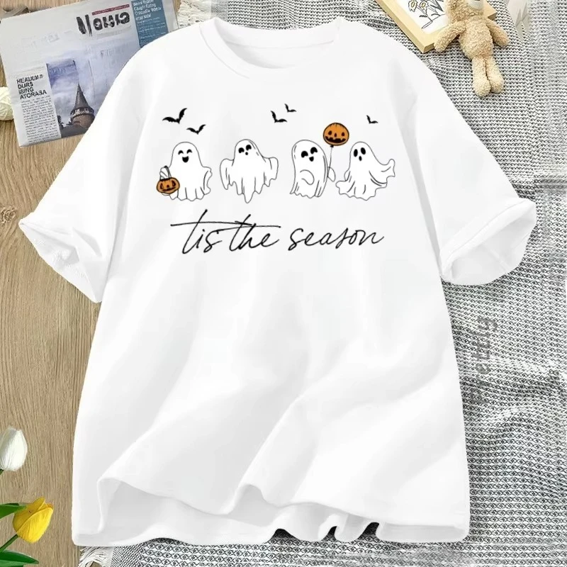 تي شيرت Tis The Season Fall تي شيرت نسائي لطيف للهالوين تي شيرت على شكل يقطين موسم الشكر للخريف تي شيرت ملابس نسائية