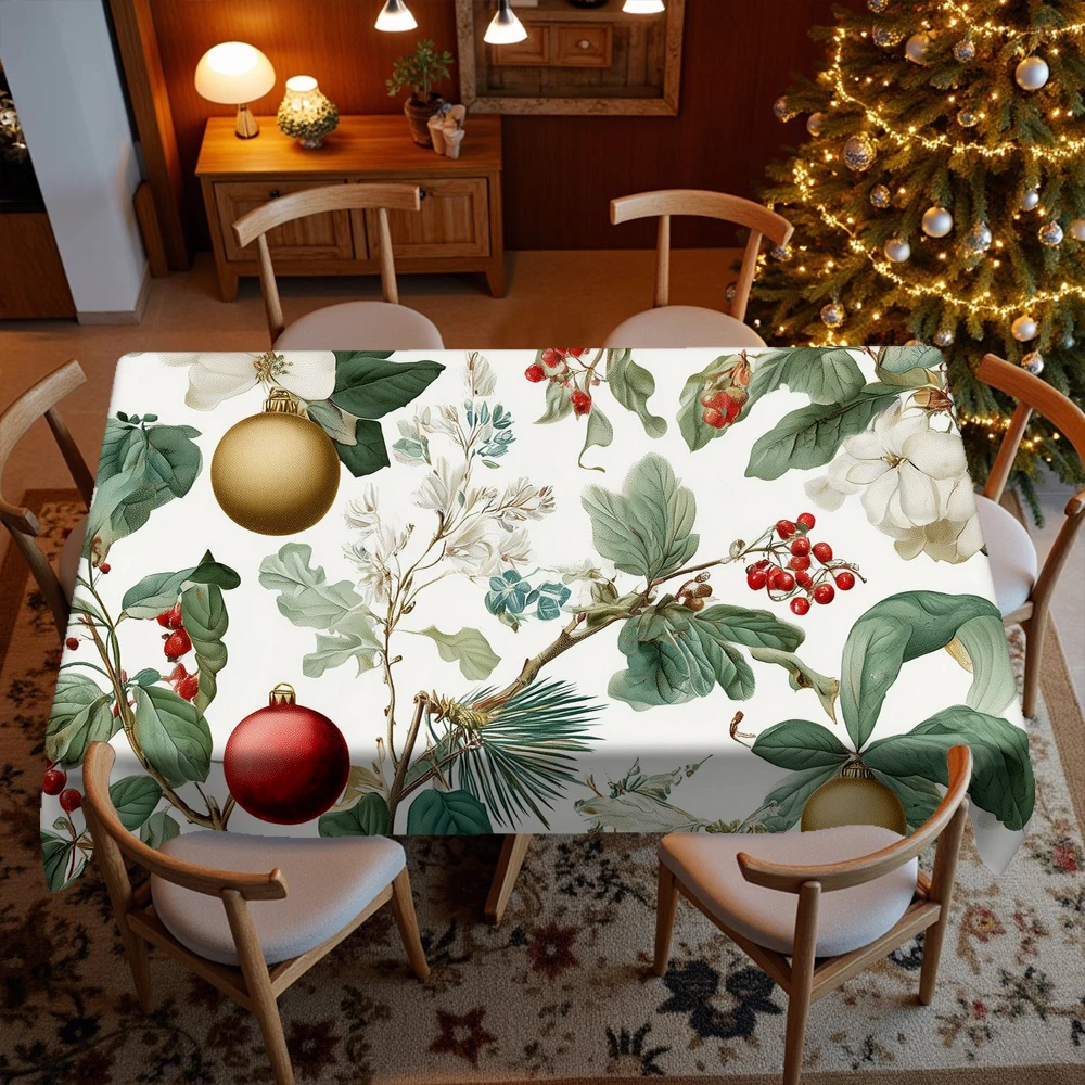 Christmas Floral Tablecloth Restaurant Kitchen Tablecloth Living Room Home Decoration Rectangular Party Decoration