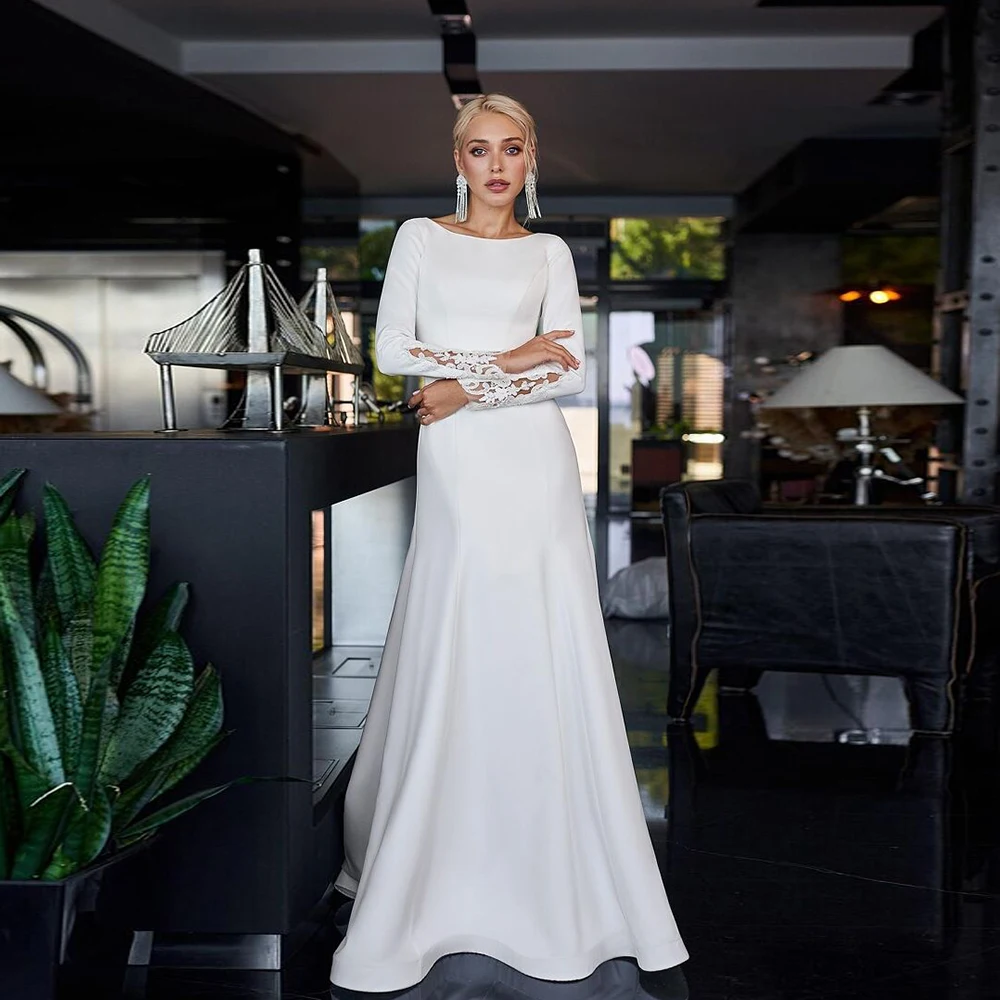 

Современные свадебные платья из органзы, свадебные платья со шлейфом и длинными рукавами, новое платье Vestido De Novia, современное новое платье De Summer