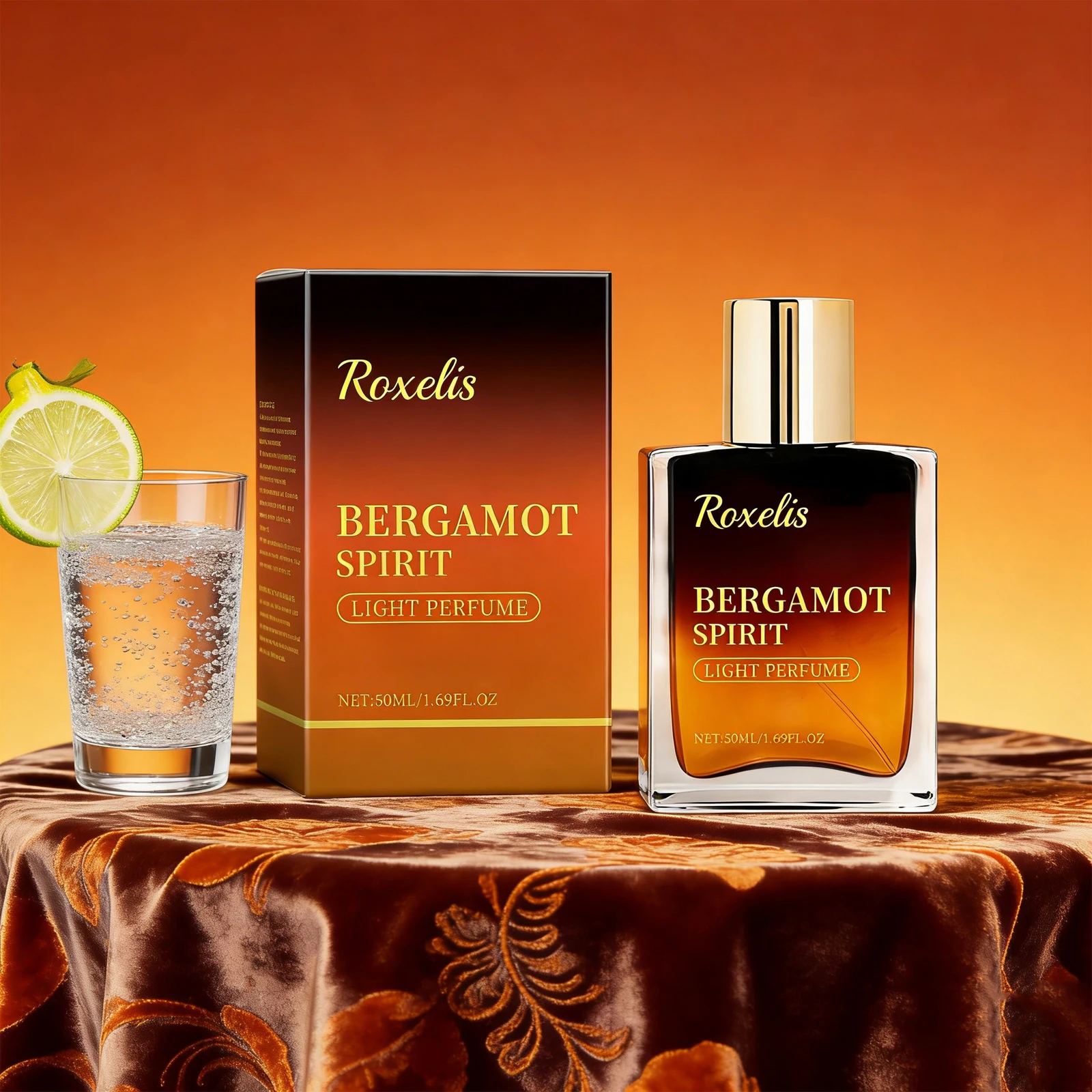 ROXELIS 50ml Bergamot Spirit Eau de Toilette Warm and Sweet Amber Vanilla Long-lasting Bergamot Spirit Eau de Toilette