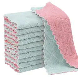 11pcs Coral Velvet Dishcloth Absorbent Kitchen Towel Quick Drying Cleaning Cloth Rags Home Washing Dishes Cloths Cleaning Tools