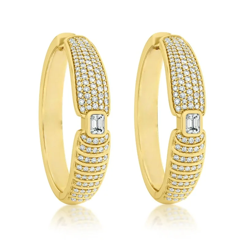 Luxuriöse Goldfarben-Ohrringe mit Eingelegten Kubischen Zirkonia aus Kupfer für Damen, Exquisiter Alltags- und Party-Schmuck, Modische Damenohrringe