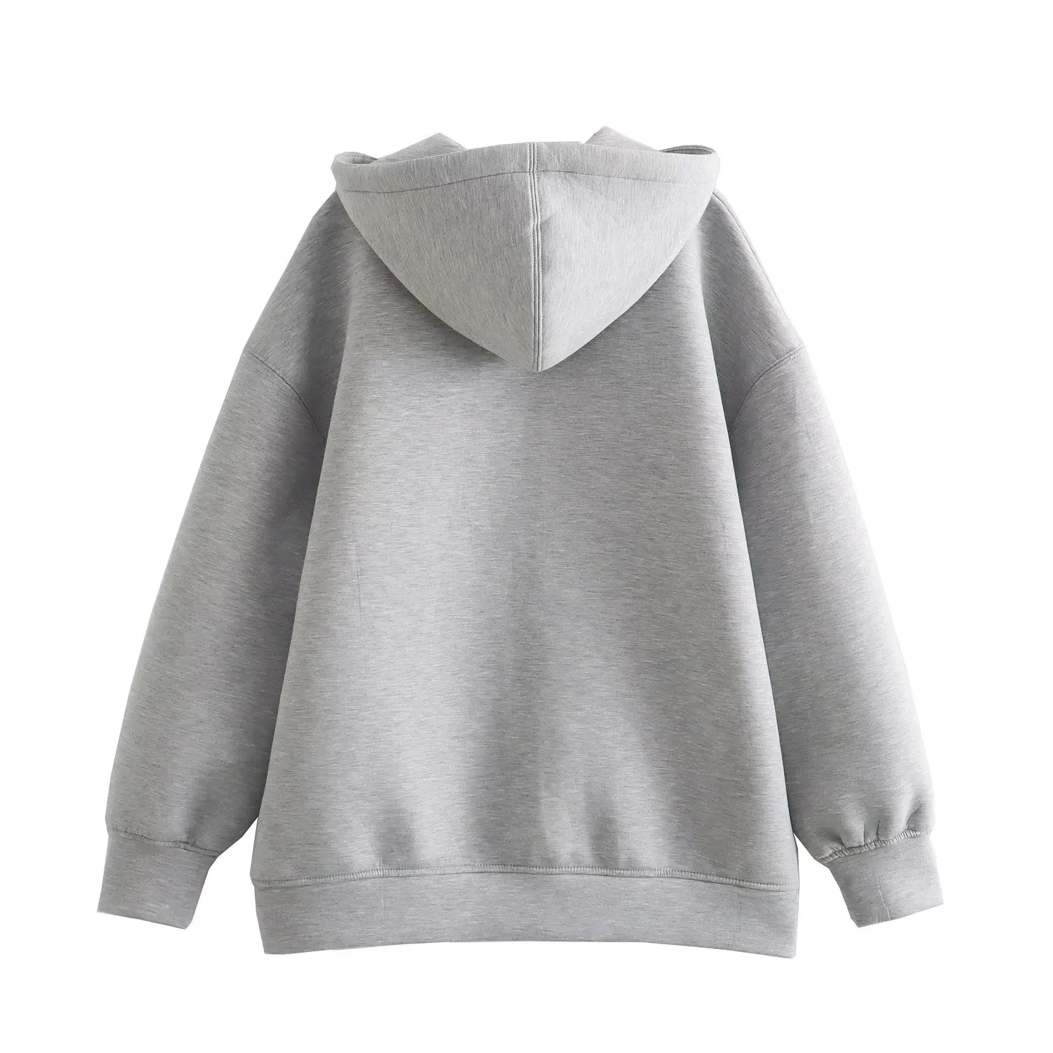 Maxdutti British Zipper Coat Women Hooded Jacket Fashion Women's Boyfriend Style Loose Sweatshirt