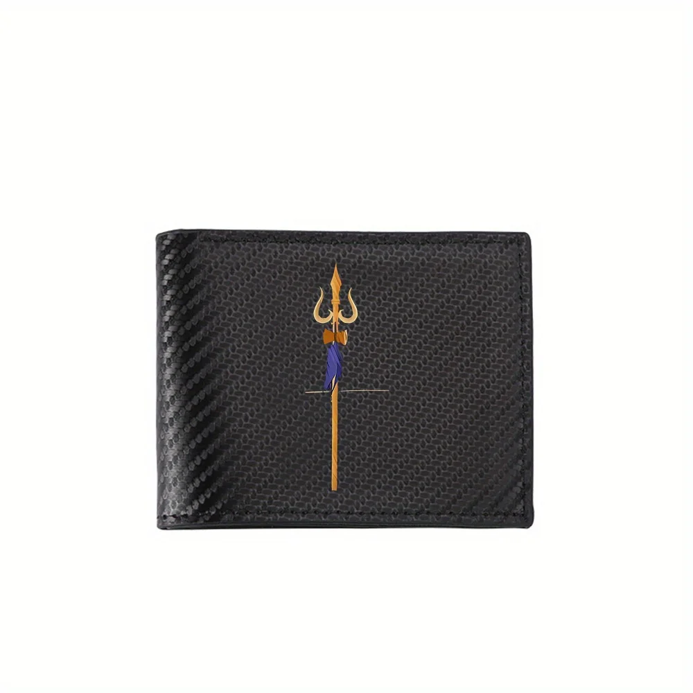 

Мужские кошельки с золотым трезубецем, черный фон, синяя ткань, простые деловые современные стильные дизайнерские подарки с принтом для отца Boyfrie