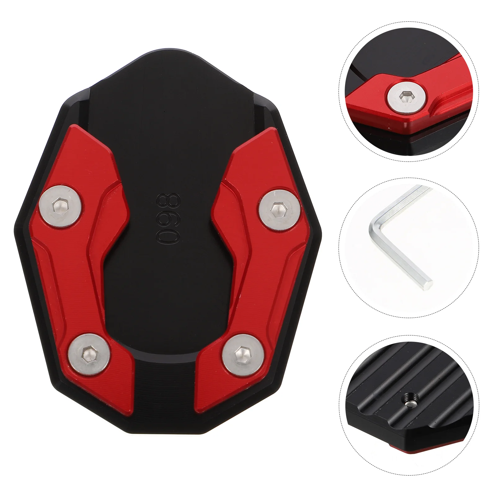 

Motorcycle Foot Side Stand Support Plate Bracket Enlarger Pad Extension Kickstand Red