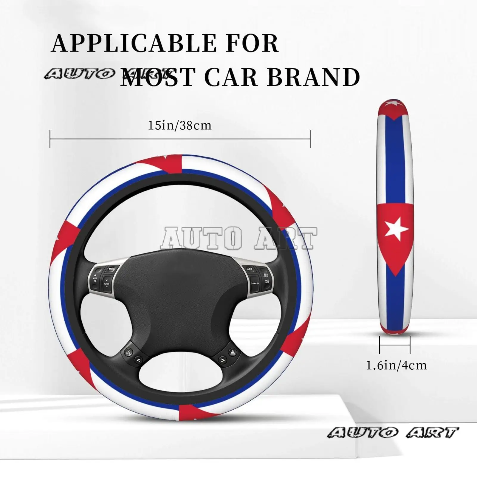 Cuban Flag Universal Steering Wheel Covers Cute Car Accessories for Women Girls Car Truck