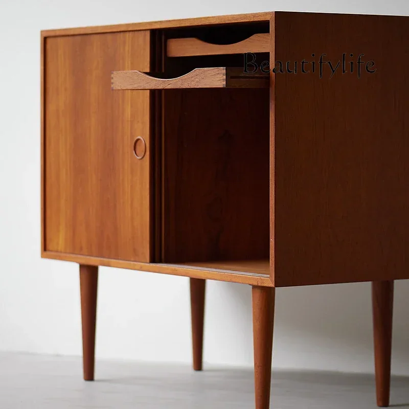 VV XX Retro Modern Design Side Cabinet, Cherry Wood Storage Locker, Myanmar Teak Tableware Cabinet, Cherry Wood.
