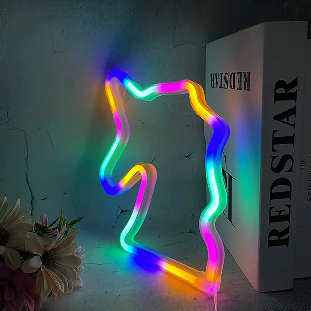 Battery Powered Neon Sign Decorative For Bedroom Night Lamp New Year Decor Shaped Rainbow LED Indoor