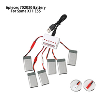 6Pcs 702030 Drone Battery 3.7V 300mah Li-po Rechargeable Batteries For Syma X11 E55 Fq777 Fq17w F180 U816 RC Drone UAV Battery