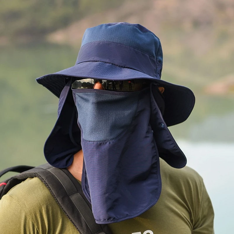 Chapeaux de soleil d\'été pour hommes et femmes, protection UV, casquette de chasse et de pêche en plein air, visière de randonnée et de camping,