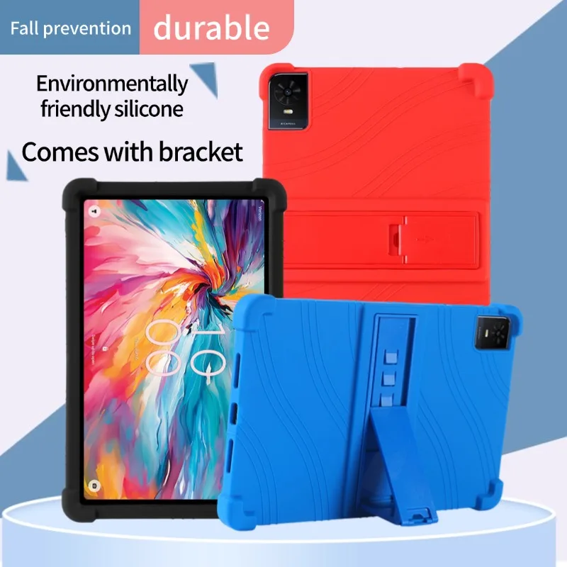 For TCL Tab 10 NXTPAPER 5G (2024) 10.4 inch Tablet PC Silicone Soft Shockproof Cover Case with Rear Kickstand Drop resistance