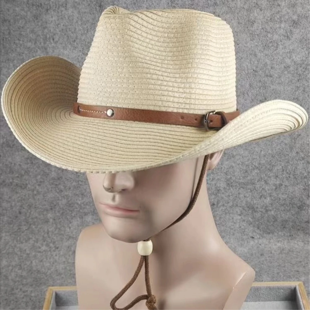 62cm large waisted cowboy hat, summer sun hat, foldable summer beach travel straw hat, large waisted men\'s hat