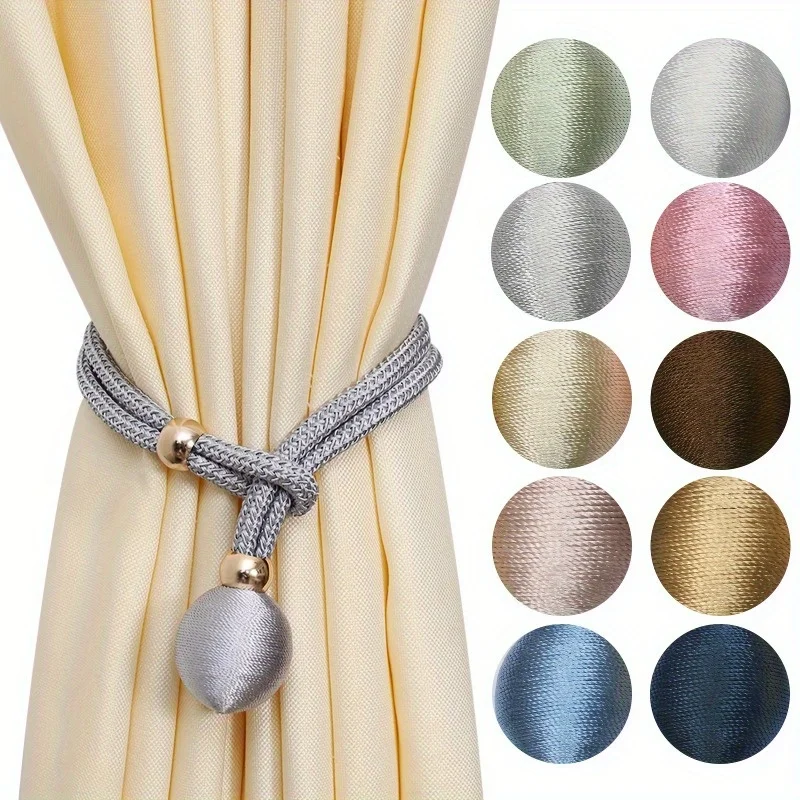 2 Pack Contemporary Polyester Elastic Curtain Tiebacks with Adjustable Design for Heavy Drapes –Office Curtain Decor Accessories
