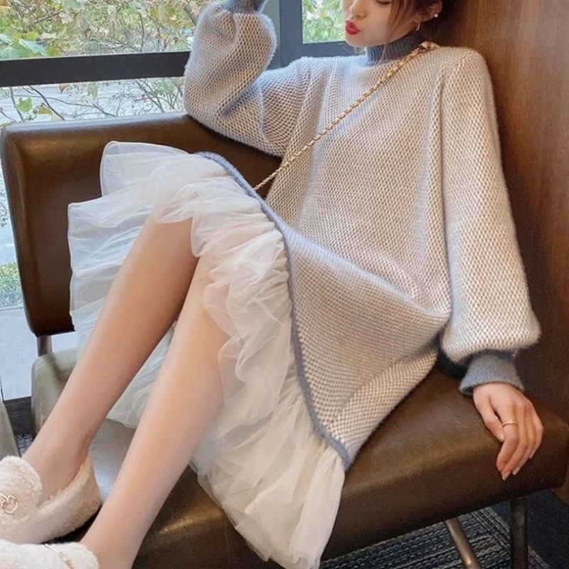 

Fall/Winter 2025 French Over-the-knee Long Temperament Knitted Women's Dress