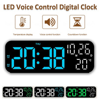 LED Digital Clock Temperature Date Week Display Desktop Clock 3 level Brightness Adjustment Voice Control Countdown Alarm Clock