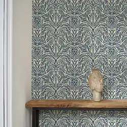 Batik Indigo Palm Peel And Stick Wallpaper,Blue Palm Tree Wall Paper For Home Decoration,Self-adhesive Or Traditional Wall Paper