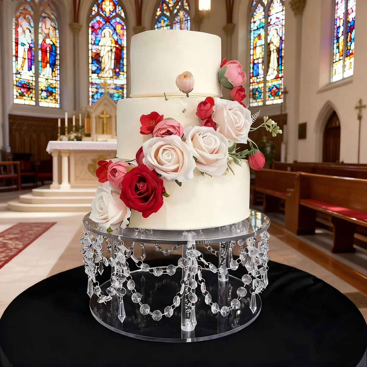 

Роскошная прозрачная подставка для десертного торта из 3 предметов - высокий акриловый поднос для торта для свадьбы, дня рождения, украшения десертного стола