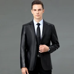 Men Suits Blazers Sheep Leather Casual Suit Men's Jacket Slim Spring and Autumn Thin Section Black Brown blue