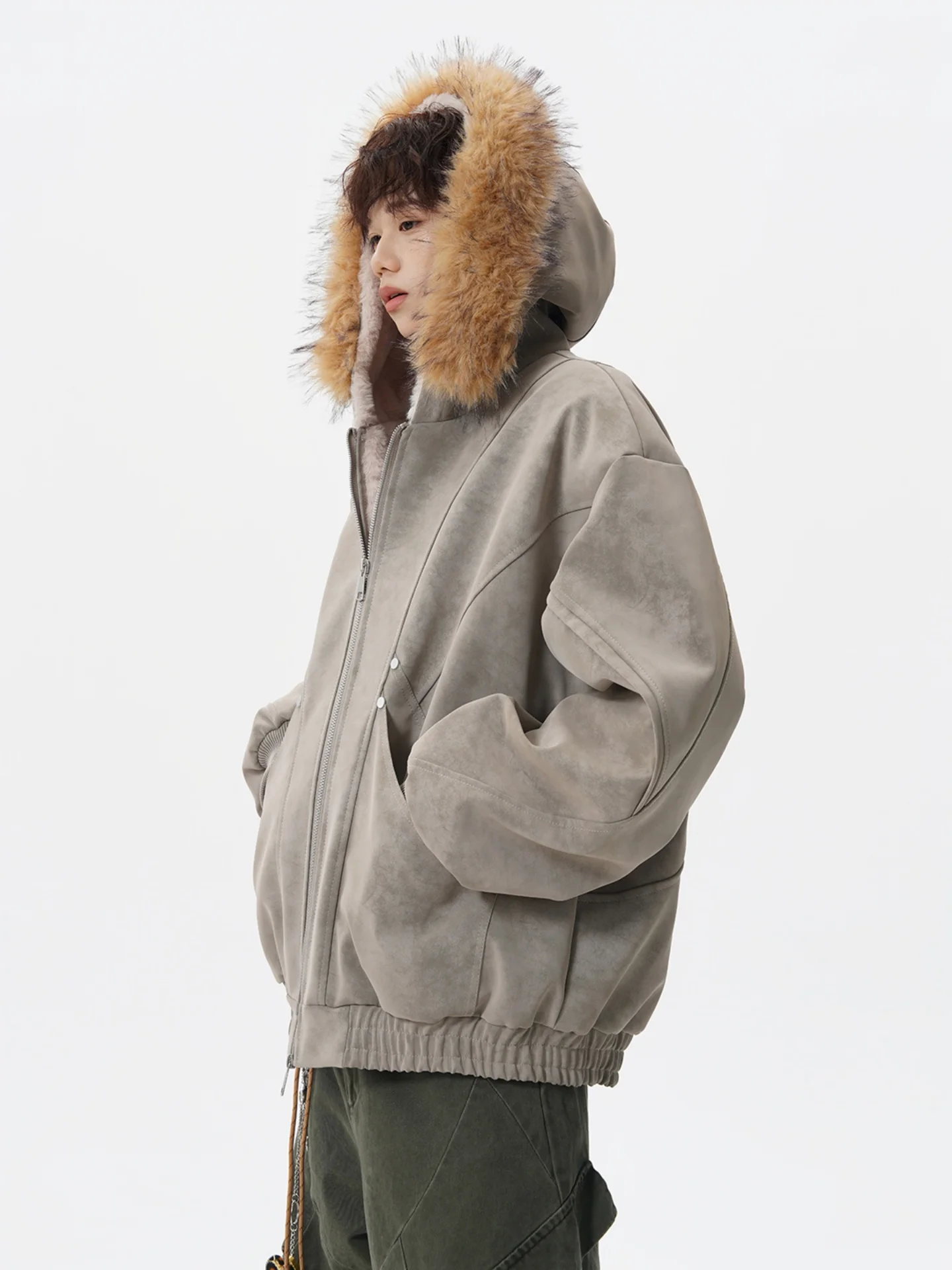 

Мужская зимняя куртка из искусственной кожи с подкладкой из овечьей шерсти, утепленная, с узором «Горный орел», внутренняя подкладка из полиэстера, на молнии, теплая