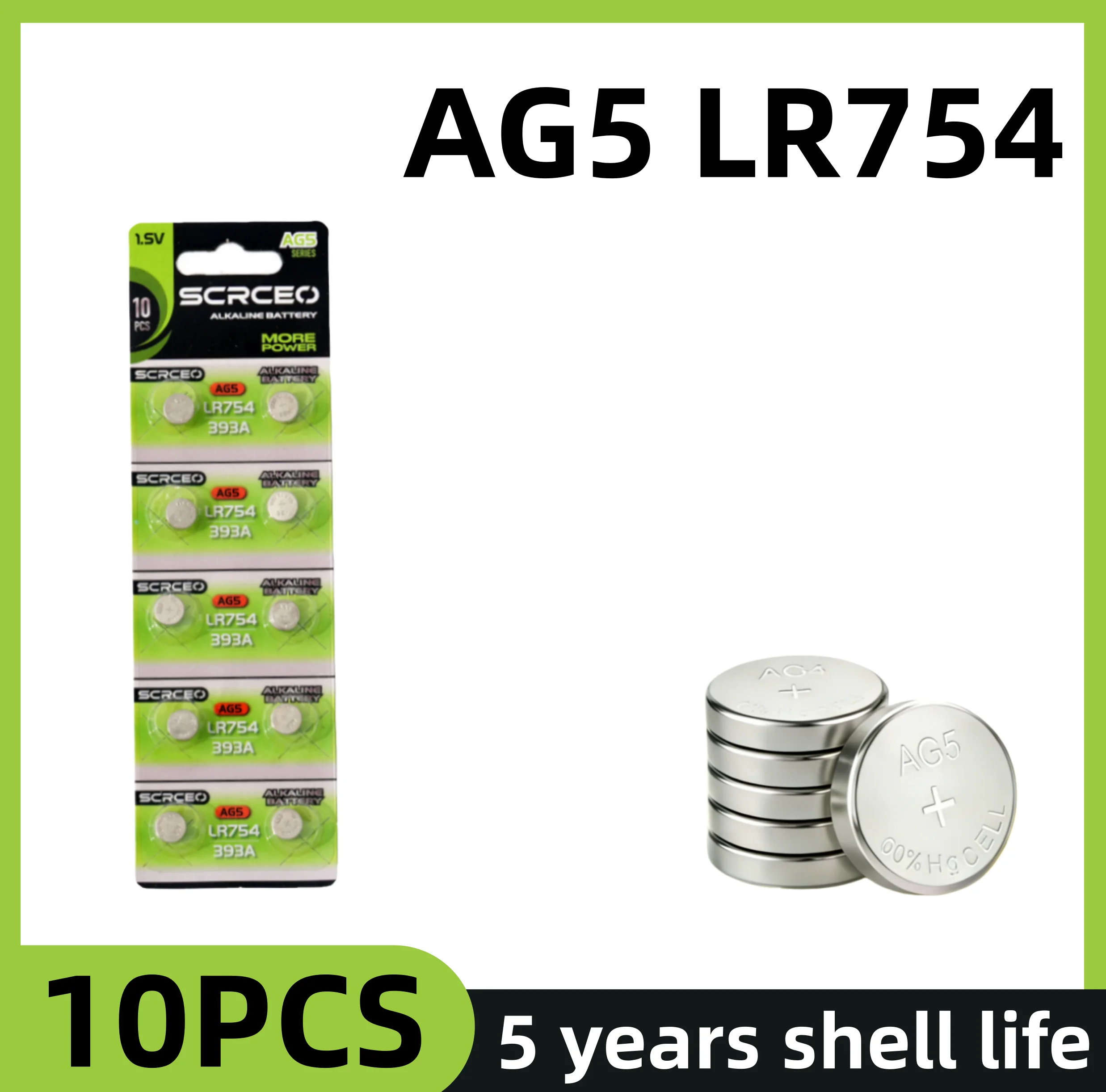 2-100 pilas de botón AG5 LR754 de 1,55 V, también L754/SR754, paquete múltiple para reloj, juguete, control remoto