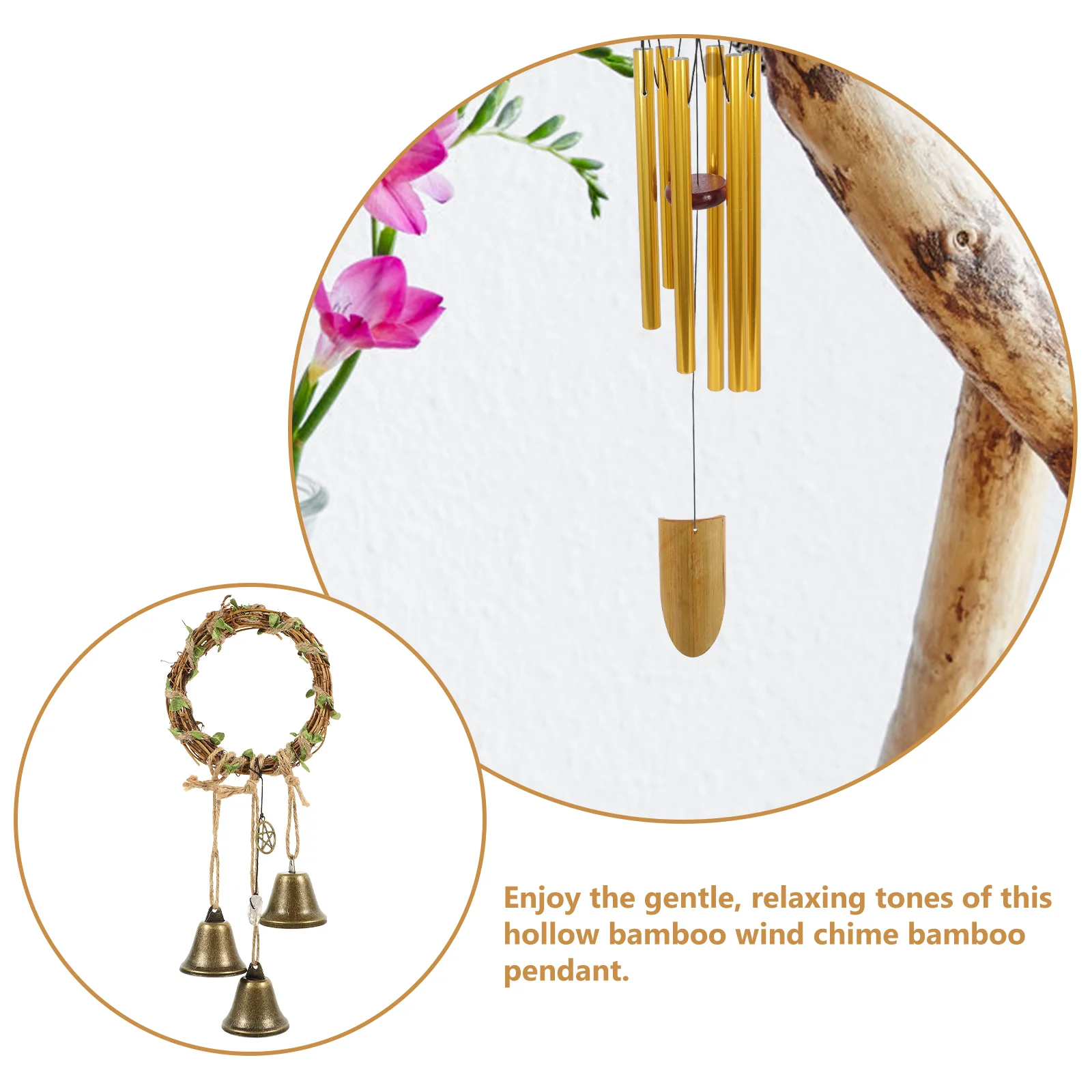 4 pçs bambu artesanal sinos de vento diy suprimentos para fora presente artesanato fazendo material windchime