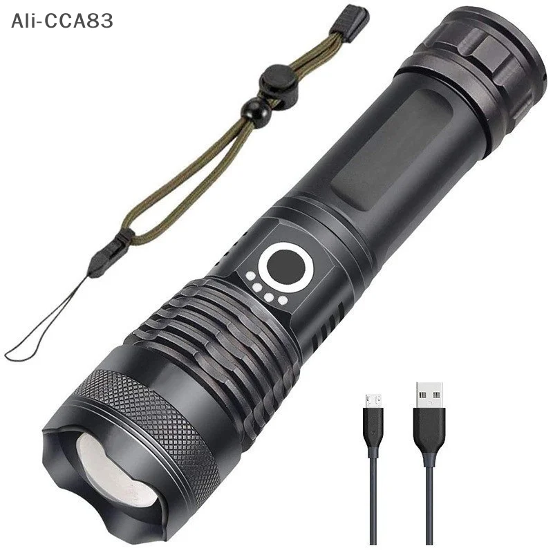 XHP50.2 Led Flashlight With Battery Level Display Rechargeable 4 Core Torch Zoom Usb Hand Lantern For Camping Outdoor Emergency
