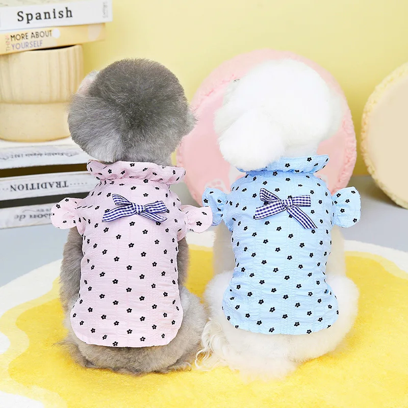 2023 New Small Chrysanthemum Pet Clothes Dog Shirt Puppy Princess Skirt Spring and Summer Schnauzer Cardigan