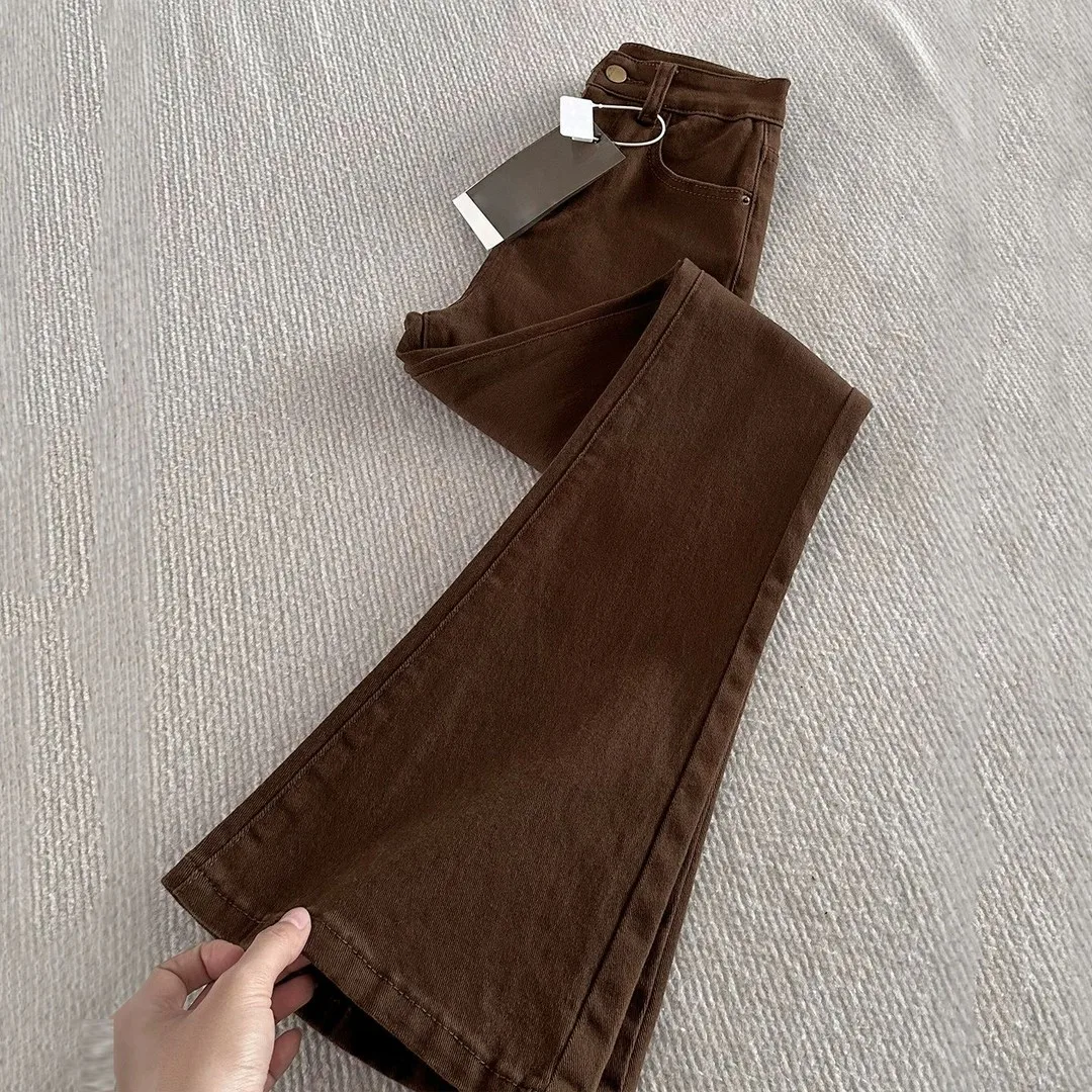 High Waist Flared Jeans Women's Autumn Winter New Style Slimming Cotton Stretch Denim Bootcut Pants for Pear Shaped Body