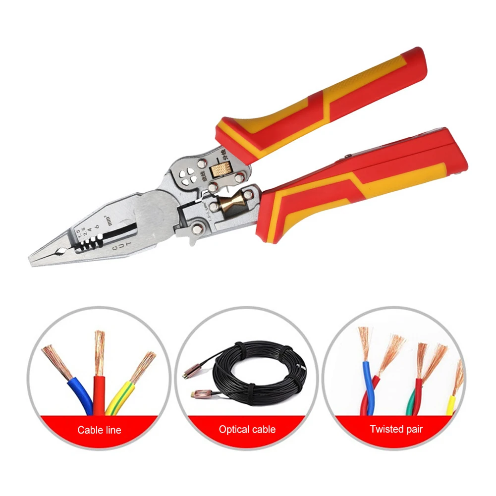 Pinza spelafili versatile 8 in 1 con misurazione dell'elettricità Pinza per elettricista Spelafili Utensili da taglio per taglio