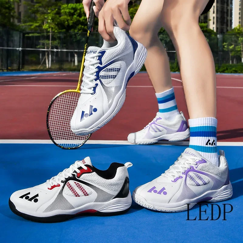 

Men's and Women's Badminton Shoes Breathable Mesh Fitness Shoe Anti Slip Carbon Plate Tennis Shoes Lace Up Sports Training Shoe