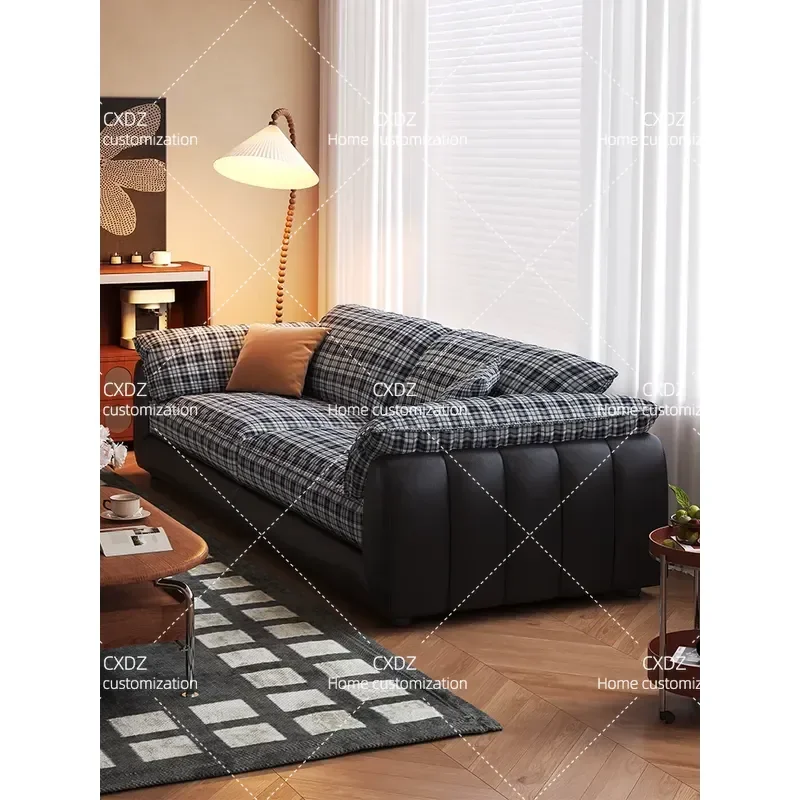 Retro Fabric Sofa 2026 New Small Apartment Removable Washable Lattice Antique Living Room Straight Row Sofa