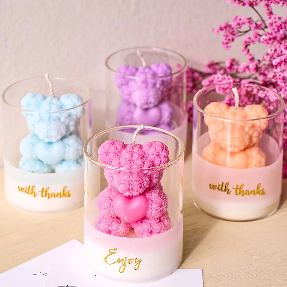 3D Bär Umarmung Liebe Silikon Kerze Form DIY Rose Bären Kerzen Machen Liefert Handgemachte Seife Gips Harz Handwerk Formen Wohnkultur